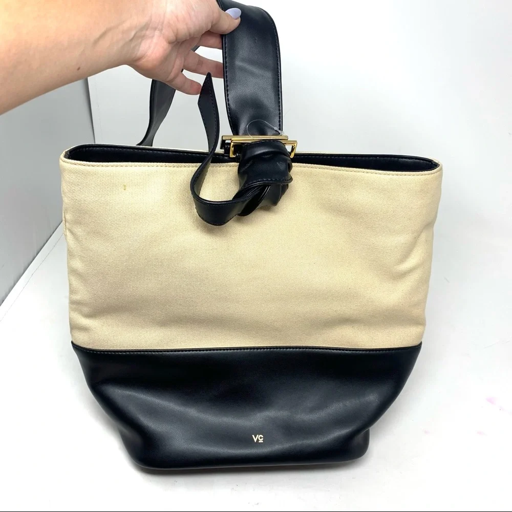 vasic anthropologie canvas Boulder bag beige black